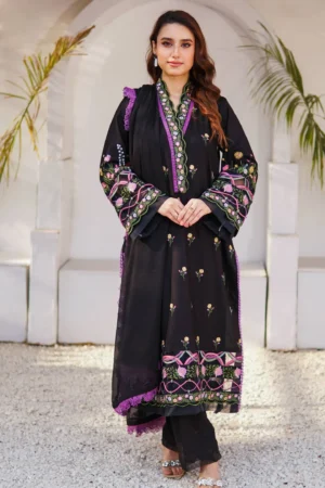 Stitched Embroidered Dhanak 3-Piece
