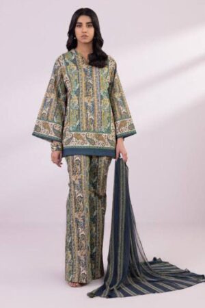Sapphire Printed Lawn 3-piece Suit